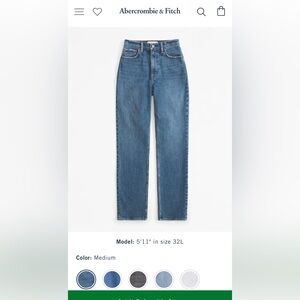 ✨NWT Abercrombie Curve Love Ultra High Rise 90s Straight Jean Sz 27✨